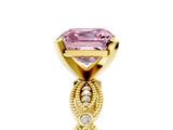Yellow gold Fancy Pink Asscher  Solitaire Milgrain Diamond Engagement Ring with Bezel and Marquise Band_5