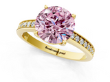 Yellow gold Fancy Pink Asscher  Solitaire Pavé Band Prong Setting Ring_1