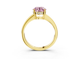 Yellow gold Fancy Pink Asscher  Solitaire Pavé Band Prong Setting Ring_3