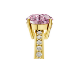 Yellow gold Fancy Pink Asscher  Solitaire Pavé Band Prong Setting Ring_5