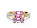 Yellow gold Fancy Pink Asscher  Solitaire Pavé Band with Four-Prong Setting_17