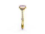 Yellow gold Fancy Pink Asscher  Solitaire Pavé Band with Four-Prong Setting_19