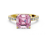 Yellow gold Fancy Pink Asscher  Solitaire Pavé Band with Four-Prong Setting_20