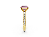 Yellow gold Fancy Pink Asscher  Solitaire Pavé Band with Four-Prong Setting_22