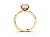 Yellow gold Fancy Pink Asscher  Solitaire Pavé Band with Four-Prong Setting_23