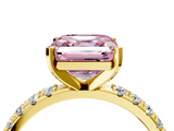 Yellow gold Fancy Pink Asscher  Solitaire Pavé Band with Four-Prong Setting_24