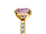 Yellow gold Fancy Pink Asscher  Solitaire Pavé Band with Four-Prong Setting_25