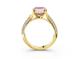 Yellow gold Fancy Pink Asscher  Solitaire Pavé Diamond Engagement Ring with Four-Prong Setting_20