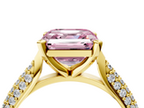 Yellow gold Fancy Pink Asscher  Solitaire Pavé Diamond Engagement Ring with Four-Prong Setting_21