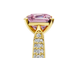 Yellow gold Fancy Pink Asscher  Solitaire Pavé Diamond Engagement Ring with Four-Prong Setting_22