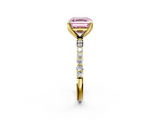 Yellow gold Fancy Pink Asscher  Solitaire Pavé Diamond Engagement Ring with Four-Prong Setting_36