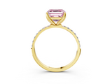Yellow gold Fancy Pink Asscher  Solitaire Pavé Diamond Engagement Ring with Four-Prong Setting_37