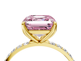 Yellow gold Fancy Pink Asscher  Solitaire Pavé Diamond Engagement Ring with Four-Prong Setting_38