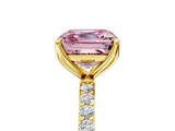 Yellow gold Fancy Pink Asscher  Solitaire Pavé Diamond Engagement Ring with Four-Prong Setting_39