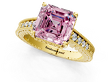 Yellow gold Fancy Pink Asscher  Solitaire Pavé Diamond Milgrain Engagement Ring with Four-Prong Setting_1