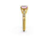 Yellow gold Fancy Pink Asscher  Solitaire Pavé Diamond Milgrain Engagement Ring with Four-Prong Setting_2