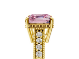 Yellow gold Fancy Pink Asscher  Solitaire Pavé Diamond Milgrain Engagement Ring with Four-Prong Setting_5