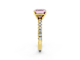 Yellow gold Fancy Pink Asscher  Solitaire Pave Diamond Engagement Ring with Four-Prong Setting_2