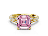 Yellow gold Fancy Pink Asscher  Solitaire Pave Split Shank Engagement Ring with Six-Prong Setting_17