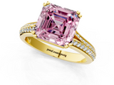 Yellow gold Fancy Pink Asscher  Solitaire Pave Split Shank Engagement Ring with Six-Prong Setting_18
