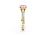 Yellow gold Fancy Pink Asscher  Solitaire Pave Split Shank Engagement Ring with Six-Prong Setting_19