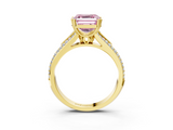 Yellow gold Fancy Pink Asscher  Solitaire Pave Split Shank Engagement Ring with Six-Prong Setting_20