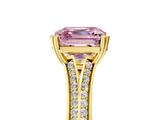 Yellow gold Fancy Pink Asscher  Solitaire Pave Split Shank Engagement Ring with Six-Prong Setting_22