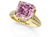 Yellow gold Fancy Pink Asscher  Solitaire Pave Split Shank Ring with Four-Prong Setting_70