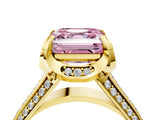 Yellow gold Fancy Pink Asscher  Solitaire Pave Split Shank Ring with Four-Prong Setting_73