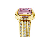 Yellow gold Fancy Pink Asscher  Solitaire Pave Split Shank Ring with Four-Prong Setting_74