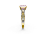 Yellow gold Fancy Pink Asscher  Solitaire Split Shank Pavé Diamond Engagement Ring_36