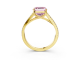 Yellow gold Fancy Pink Asscher  Solitaire Split Shank Pavé Diamond Engagement Ring_37