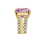 Yellow gold Fancy Pink Asscher  Solitaire Split Shank Pavé Diamond Engagement Ring_39