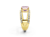 Yellow gold Fancy Pink Asscher  Solitaire Split Shank Pave Diamond Ring_48