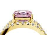 Yellow gold Fancy Pink Asscher  Solitaire Split Shank Pave Diamond Ring_50