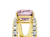 Yellow gold Fancy Pink Asscher  Solitaire Split Shank Pave Diamond Ring_51