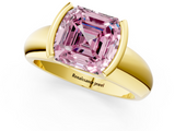 Yellow gold Fancy Pink Asscher  Solitaire Tension Set Diamond Ring with Wide Band_55