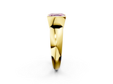Yellow gold Fancy Pink Asscher  Solitaire Tension Set Diamond Ring with Wide Band_56