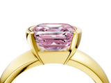 Yellow gold Fancy Pink Asscher  Solitaire Tension Set Diamond Ring with Wide Band_58