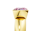 Yellow gold Fancy Pink Asscher  Solitaire Tension Set Diamond Ring with Wide Band_59