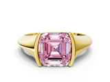 Yellow gold Fancy Pink Asscher  Solitaire Tension Set Diamond Ring_37