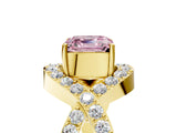 Yellow gold Fancy Pink Asscher  Solitaire Twist Band Pavé Diamond Engagement Ring_20