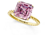 Yellow gold Fancy Pink Asscher  Solitaire Twist Band Ring with Four-Prong Setting_83