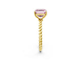 Yellow gold Fancy Pink Asscher  Solitaire Twist Band Ring with Four-Prong Setting_84