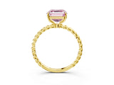 Yellow gold Fancy Pink Asscher  Solitaire Twist Band Ring with Four-Prong Setting_85