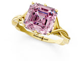 Yellow gold Fancy Pink Asscher  Solitaire Twist Band Six-Prong Setting 2