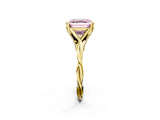 Yellow gold Fancy Pink Asscher  Solitaire Twist Band Six-Prong Setting 3