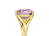 Yellow gold Fancy Pink Asscher  Solitaire Twist Band Six-Prong Setting