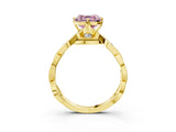 Yellow gold Fancy Pink Asscher  Solitaire Twist Band with Leaf Prong Setting 3