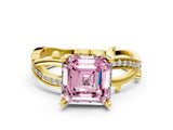 Yellow gold Fancy Pink Asscher  Solitaire Twist Band with Pavé Accents and Four-Prong Setting_20